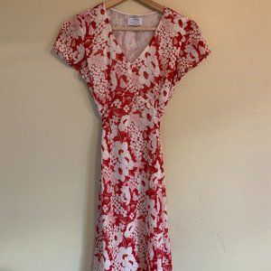 White and Red Floral Summer Loft Dress